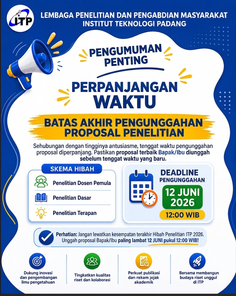 Perpanjangan Batas Waktu Penerimaan Proposal Hibah ITP