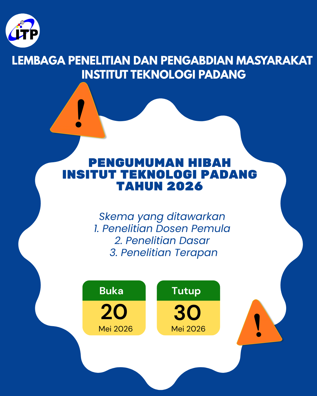 Pendaftaran Usulan Proposal Hibah ITP Tahun 2026